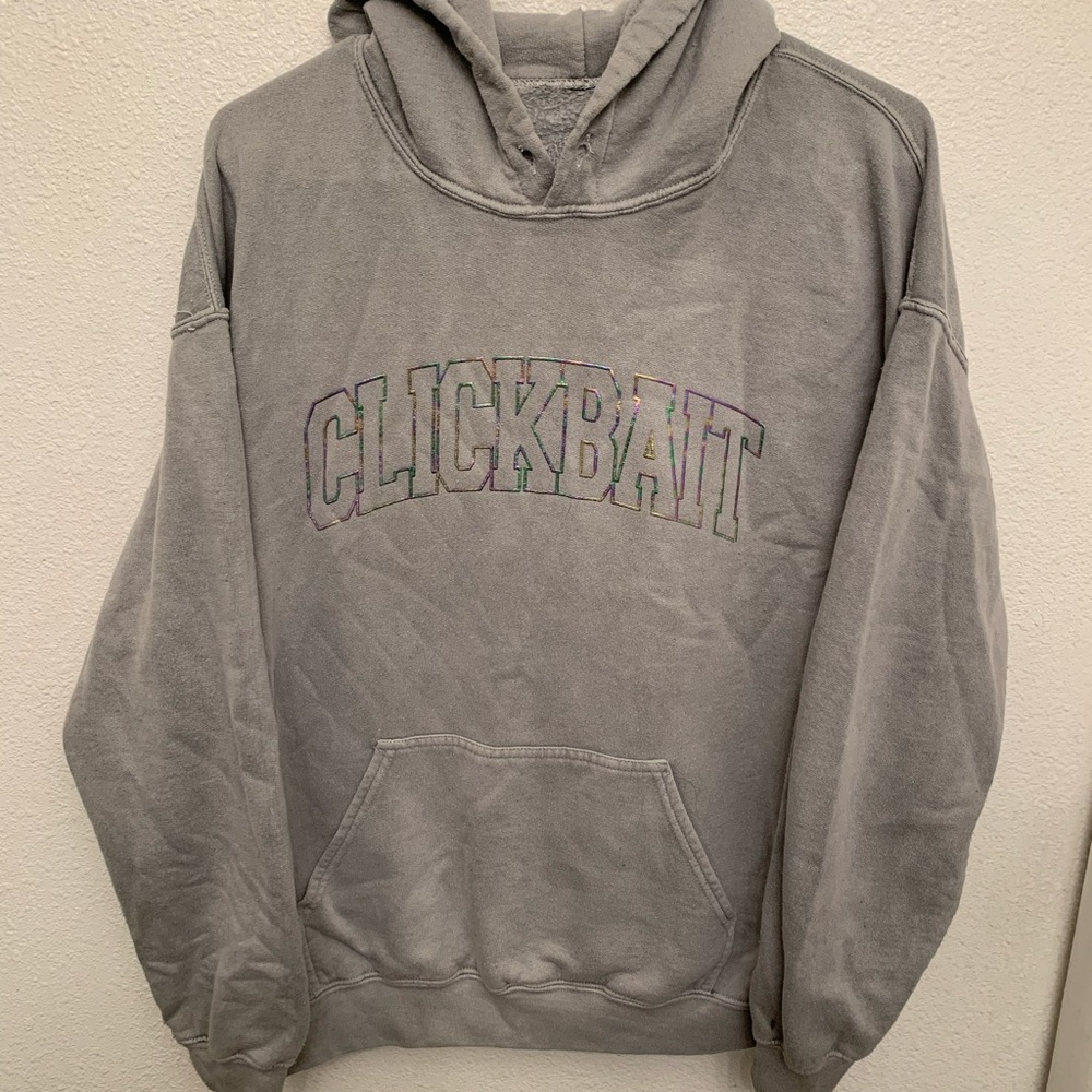 Clickbait hoodie, Grey, Large